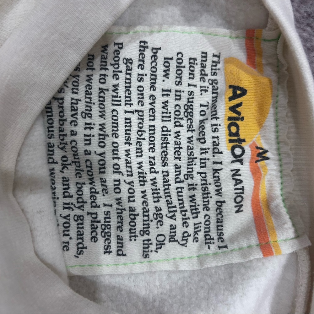 Aviator Nation Vintage White Set Neon 5 Stripe Rugby Sweatshirt and Sweatpants - Picture 5 of 11